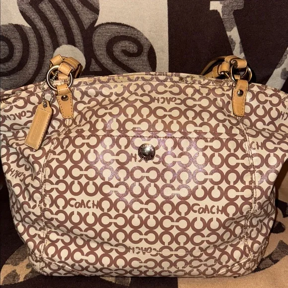 Coach Tan and Brown Large Shoulder Bag - Picture 5 of 12